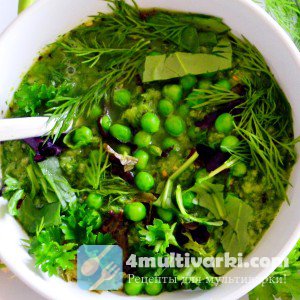 Зеленый овощной суп в мультиварке